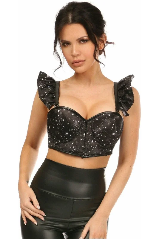 elegant lingerie set with satin-Lavish Celestial Underwire Bustier Top w/Removable Ruffle Sleeves