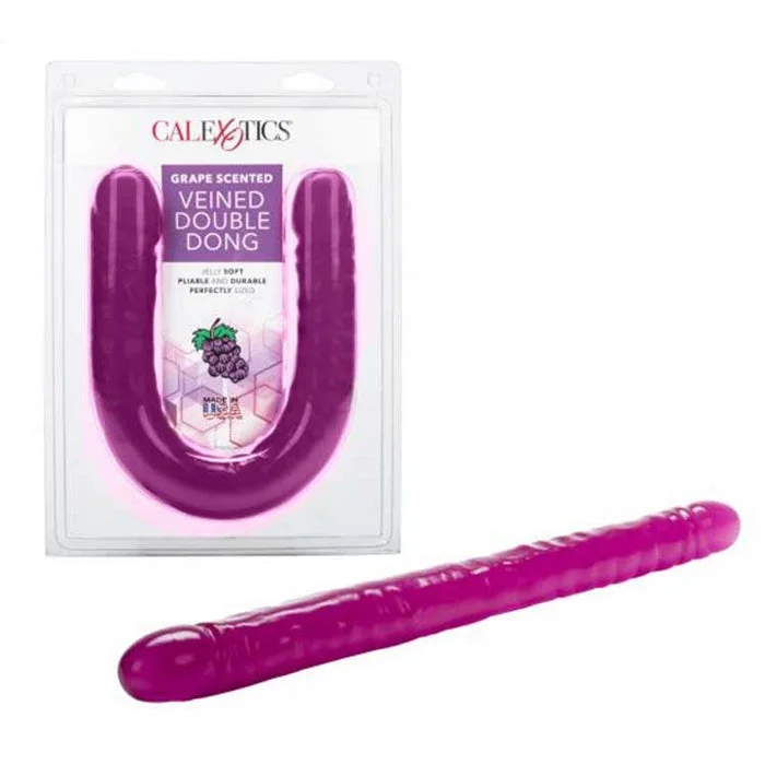 Portable Masturbator Grip-Grape Scented Double Dong 18" by Cal Exotics