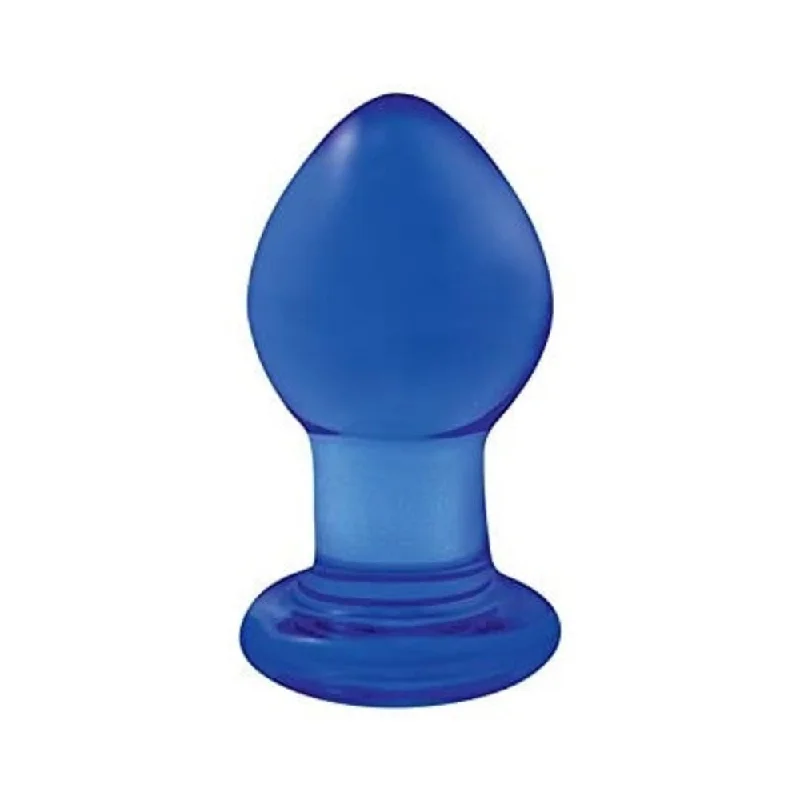 Quiet-Use Masturbator-Crystal Premium Glass Plug - Small - Clear Blue