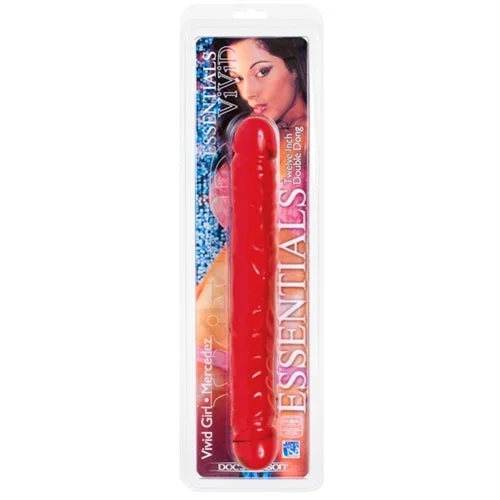 Vibrating Masturbator Tool-Vivid Essentials 12 Inch Double Dong - Red