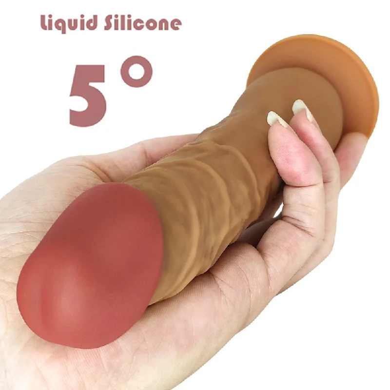 Bouncing dildo-Red & Brown Naturel 7 Inch Realistic Dildo