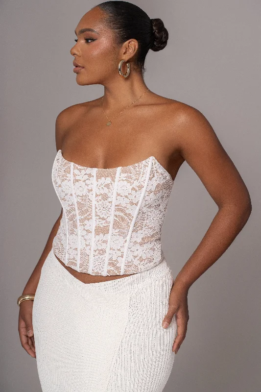 corset for evening drapes-White Rosemere Lace Top