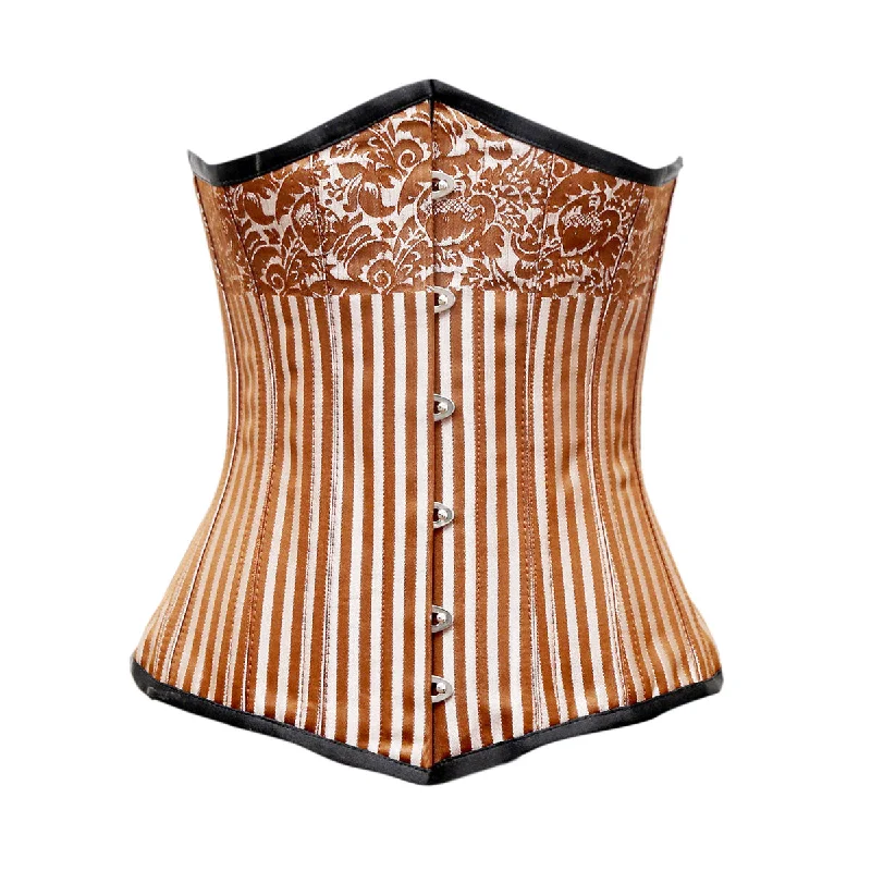 corset with scalloped folds-Tocci Brown Silver Brocade Underbust Corset