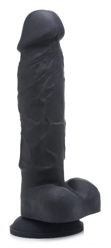 Folded dildo-Power Pecker 7 Inch Silicone Dildo with Balls - Black