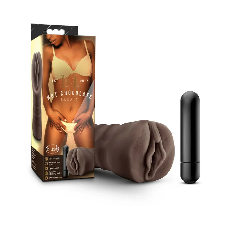 multi-speed vibrating cock sleeve for men-Blush Hot Chocolate Alexis - Chocolate