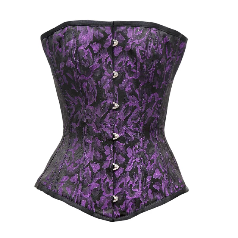 corset for club gathers-Agaasi Purple Black Brocade Overbust Corset