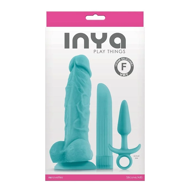 vibrating anal toy with multiple vibration modes-NS Novelties Inya Play Things Kit Teal