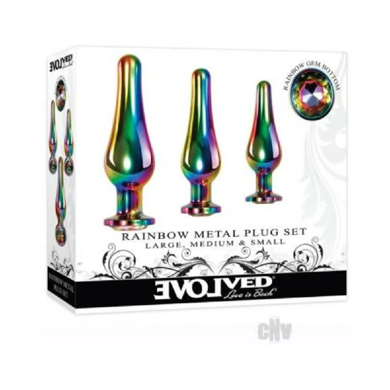 Pocket-Size Masturbator-Evolved Rainbow Metal Plug set