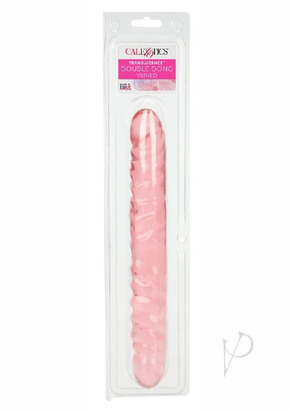 Portable Masturbator Insert-Transluc 12 Veined Dbl Dong