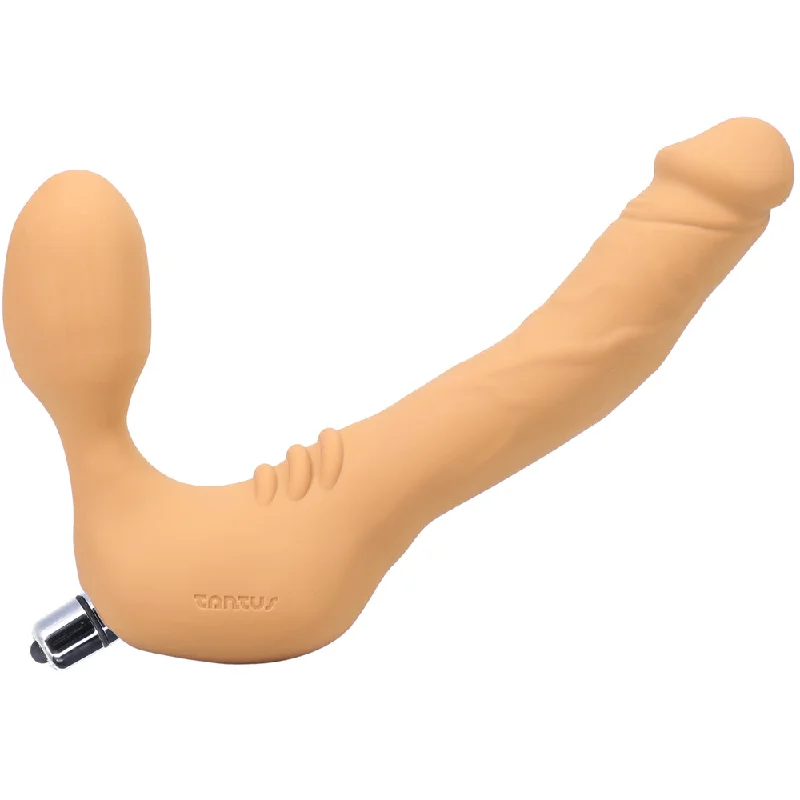 vibrating dildo for better penetration and orgasms-Tantus Real Strapless Slim Strap-on Honey