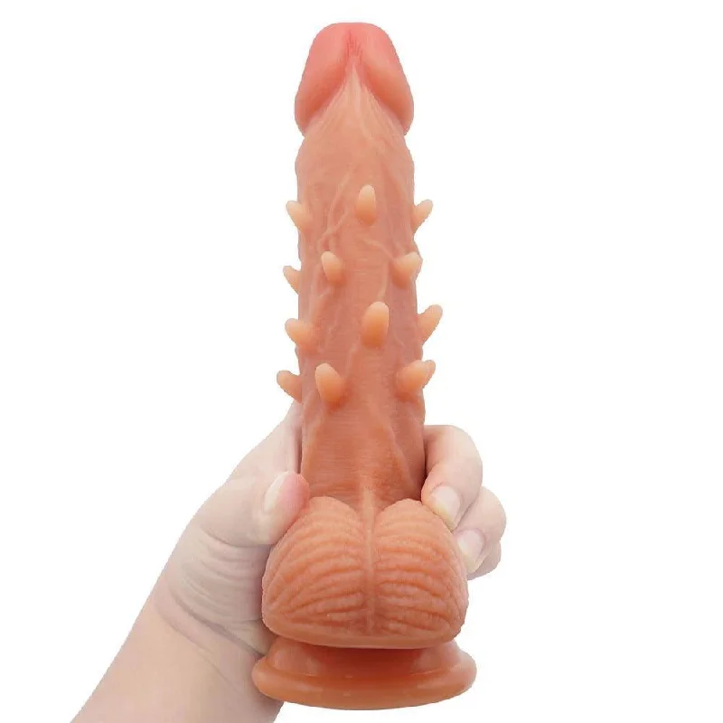 Matte finish dildo-Women Gay Realistic Silicone Barbed Suction Cup Dildo