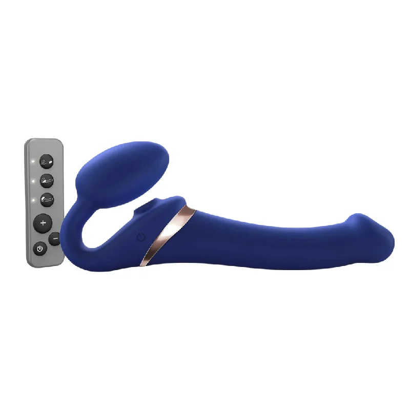 vibrating cock ring with adjustable speed for endurance-Strap On Me Small Bendable Vibrating Strapless Strap-On with Clit Suction