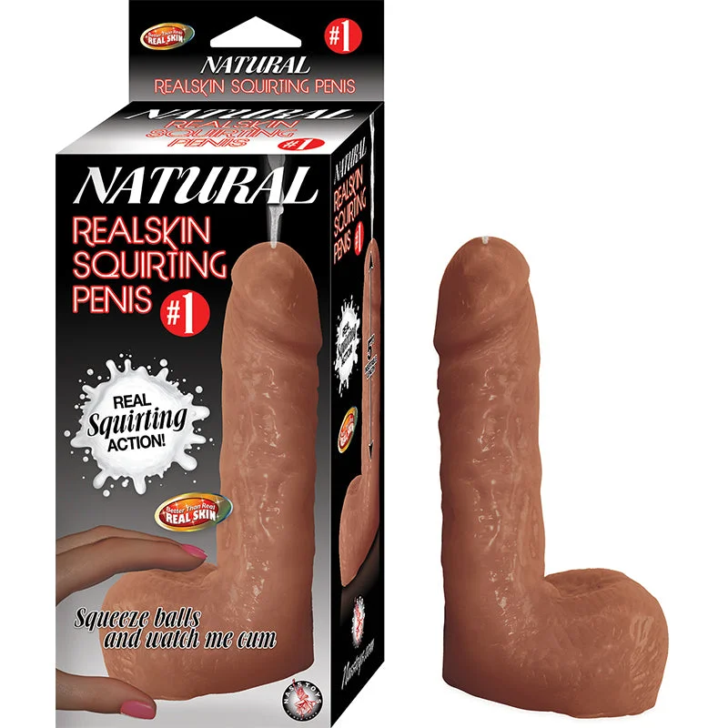 vibrating cock ring with adjustable speed for endurance-#1 Natural Realskin Squirting Penis - Brown