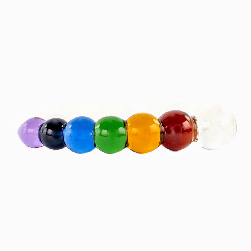 Knee-operated dildo-Rainbow Bubble Glass Dildo