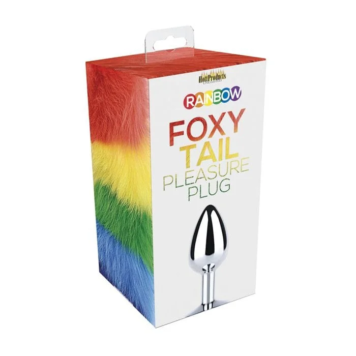 Compact Masturbator Grip-Hott Products - Rainbow Foxy Tail Butt Plug (Rainbow)