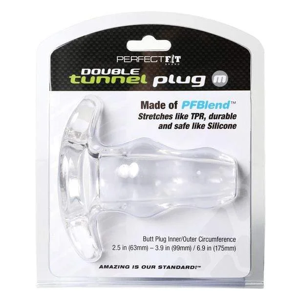 High-Power Masturbator-Perfect Fit - Double Tunnel Plug Medium (Clear)