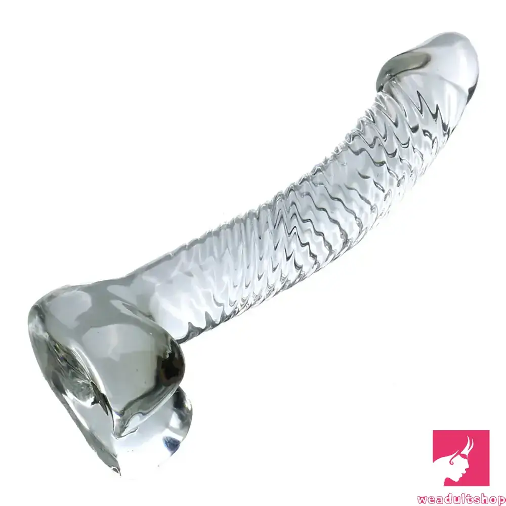 Oval dildo-7.09in Clear Crystal Glass Cock Dildo For G-Spot Vaginal Sex Orgasm