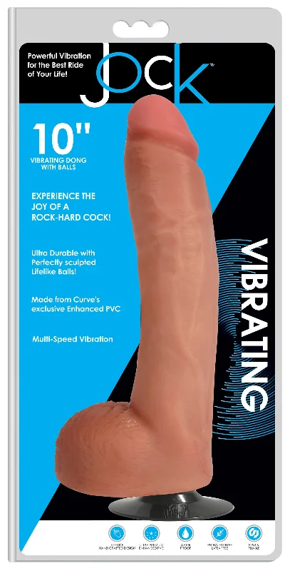 Ultra-Slim Masturbator-JOCK 10 Inch Vibrating Dong with Balls