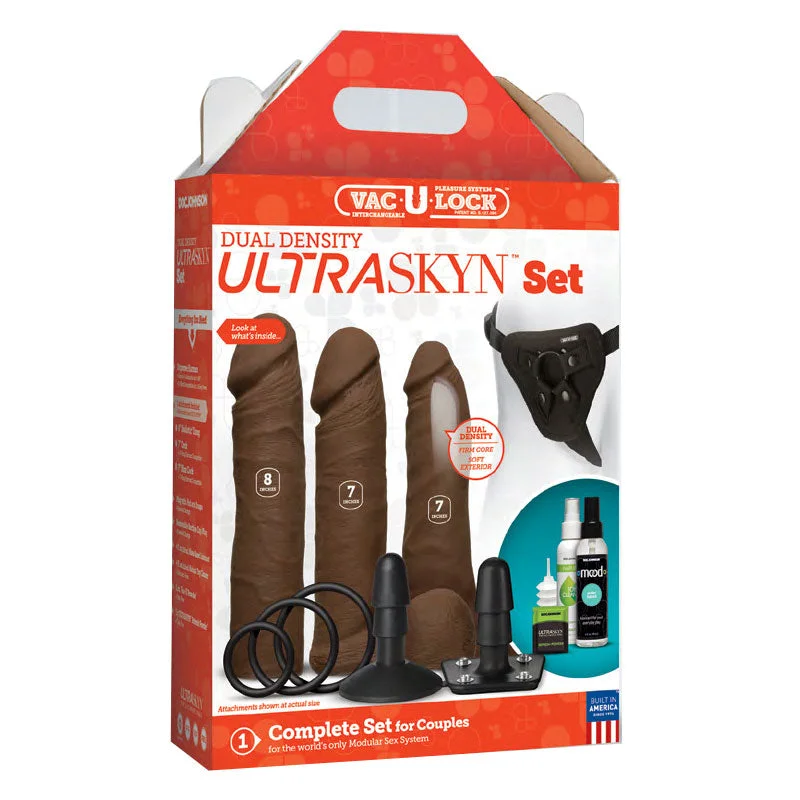 remote-controlled vibrating butt plug for couples-Vac-u-lock - Dual Density Ultraskyn Set Chocolate