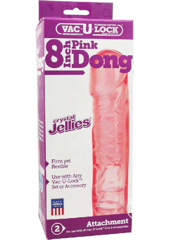 Hands-Free Masturbator Pack-Vac U Lock 8 Pink Crystal Jellie Dong