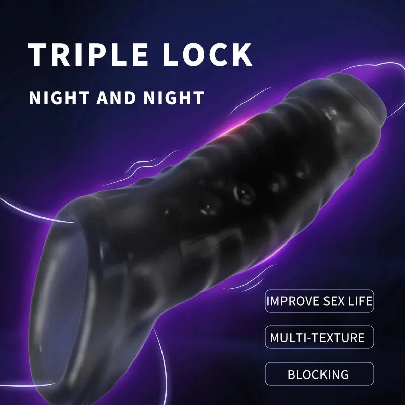 Soft Stretchy Penis Sleeve Male Sex Toy - Textured Condom Cock Extender