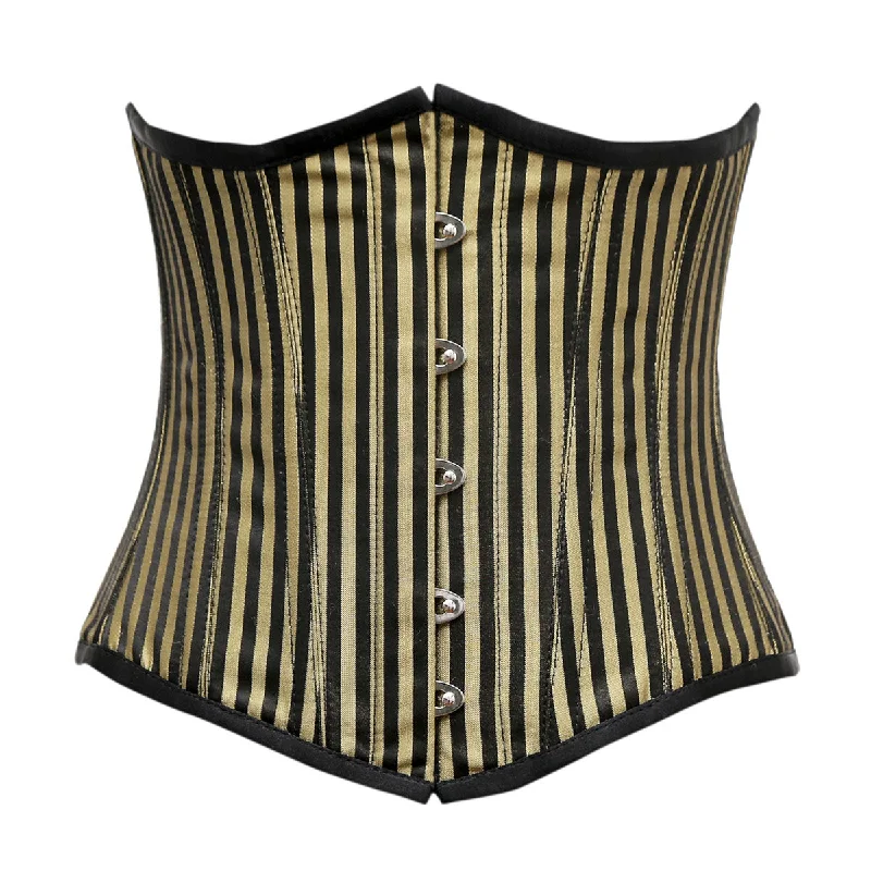 corset with layered waves-Delort Black Gold Brocade Underbust Corset