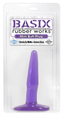 Compact Masturbator Grip-Basix Rubber Works - Mini Butt Plug - Purple