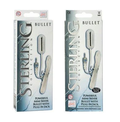 Ultra-Portable Masturbator Tool-Sterling Collection Mini Silver Bullet With Plug In Jack