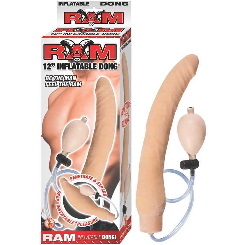 Gentle Feel Masturbator-Ram 12in. Inflatable Dong (White)