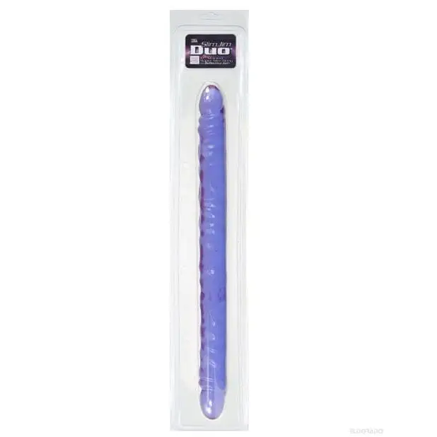 Discreet Masturbator Solution-17" Slim Jim Duo Veined Super Slim Dong - Reflective Gel Purple