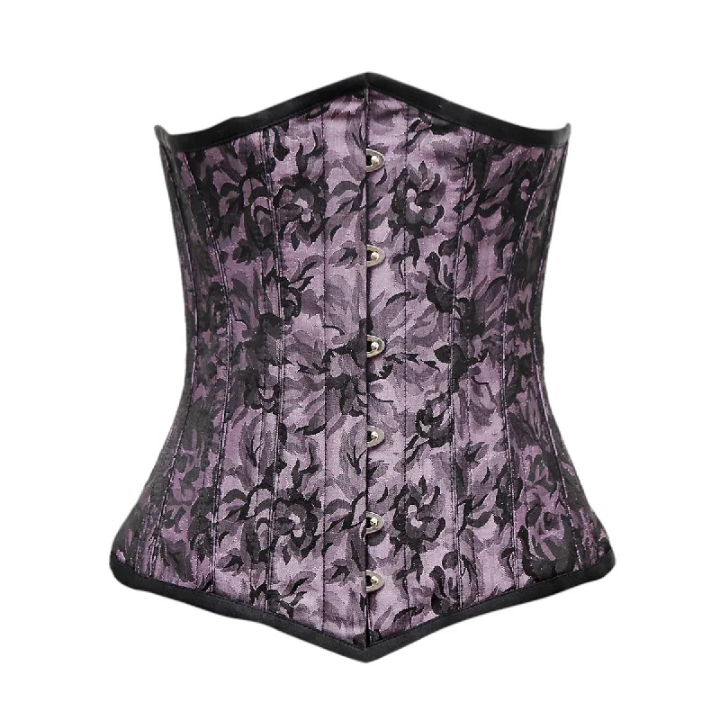 corset with metallic curls-Phyllis Lilac Black Brocade Underbust Corset