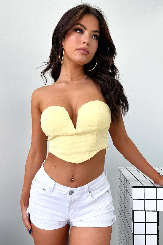 corset with halter flows-Kandice Bustier - Yellow