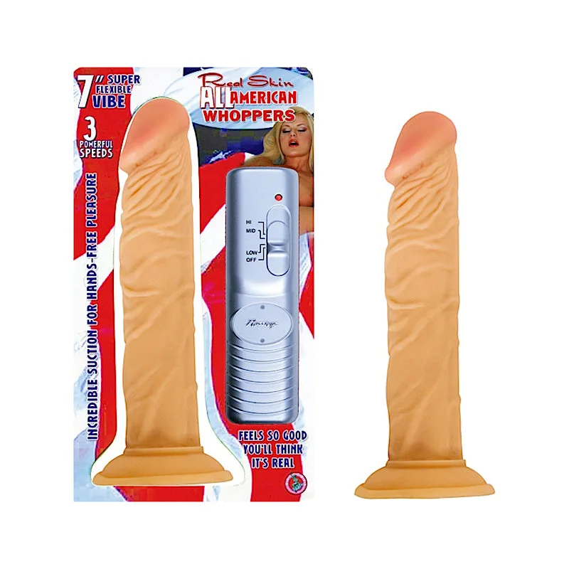 Skin-Tight Masturbator-All American Whoppers 7in. Vibrating Dong