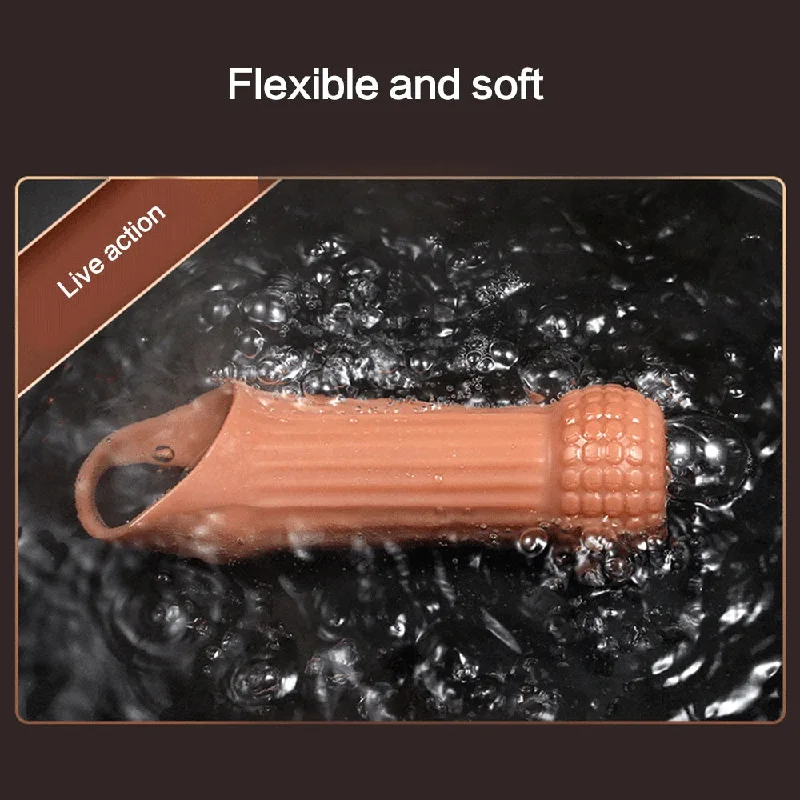 Knotted Cock Sleeve Male Sex Toys - Cock Ring Condom Penis Extender