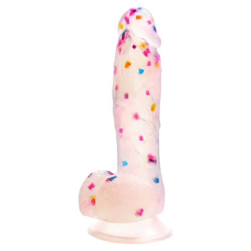 Hinged dildo-Colorful Silicone Dildo 7.6 inch Clear Balls Realistic Dildo