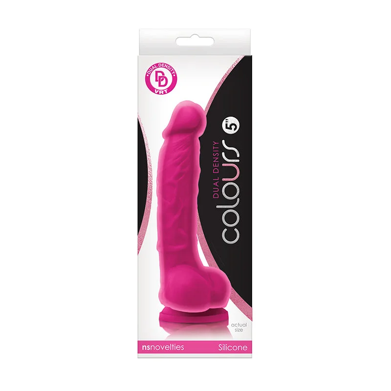 multi-speed vibrating dildo for vaginal pleasure-Colours Dual Density 5in Pink