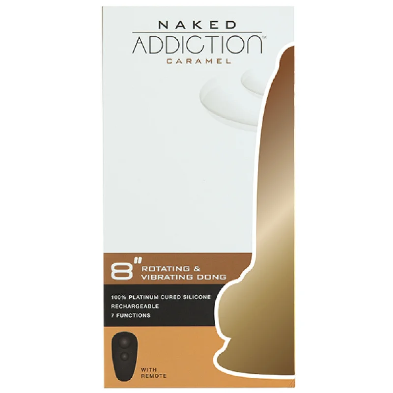 Sleek Masturbator Option-NAKED ADDICTION - CARAMEL - 8" ROTATING & VIBRATING DONG