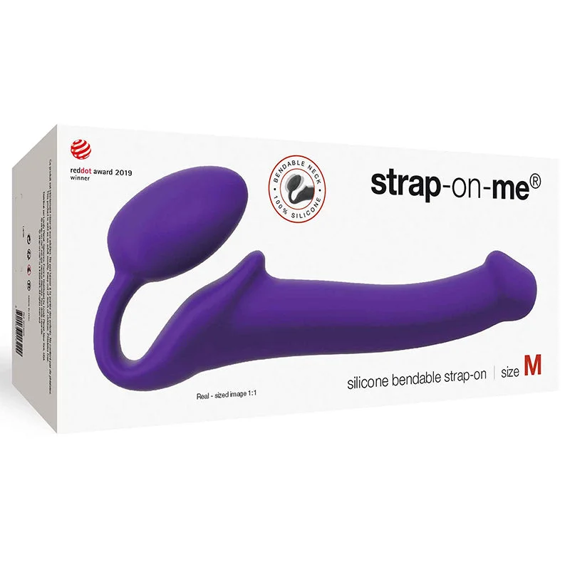 g-spot vibrator with easy-to-use controls-Strap-on-me Semi-realistic Bendable Strap-on Purple Size M