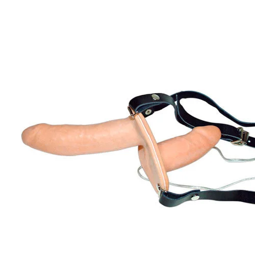 Durable Masturbator Tool-Vibrating Flesh Strap On Duo Vibrating Dongs