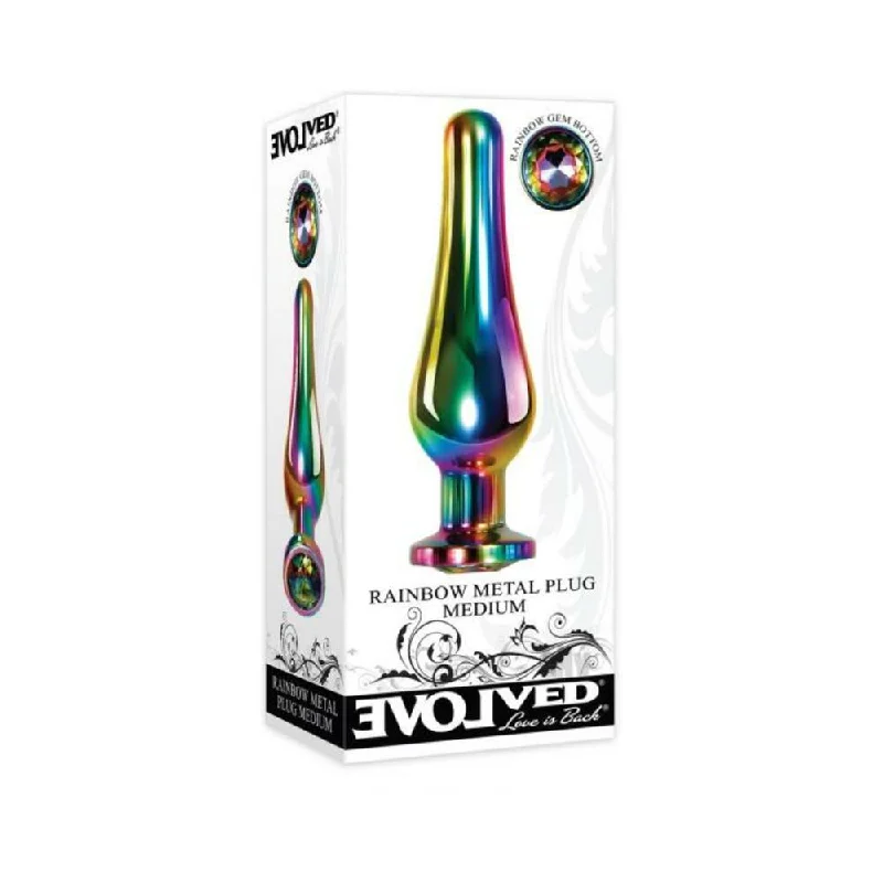 Sleek Masturbator Grip-Evolved Rainbow Metal Plug - Medium