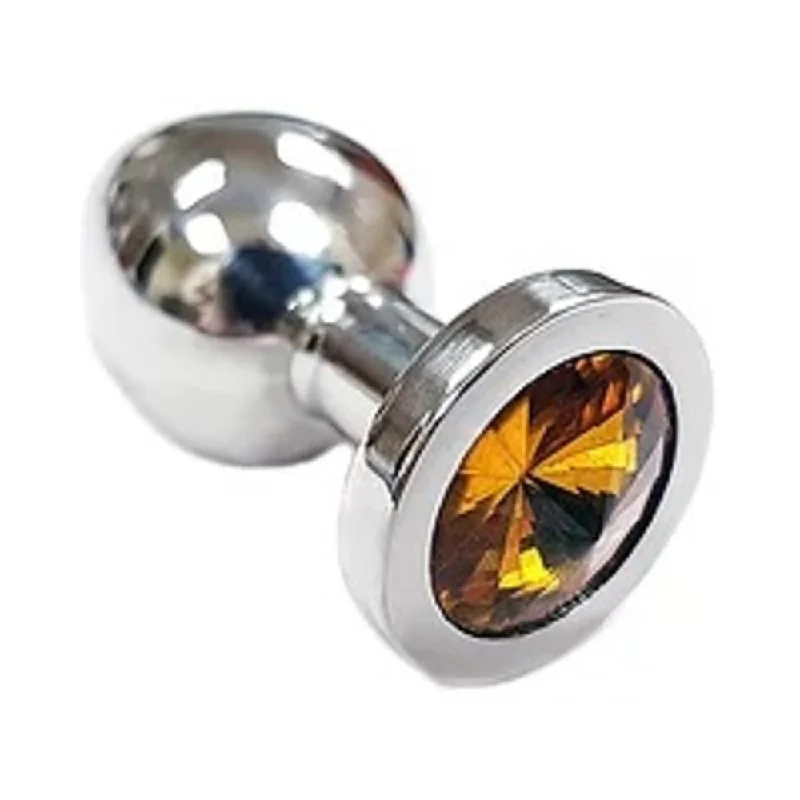 Adjustable Masturbator Option-Stainless Steel Smooth Small Butt Plug w/Crystal