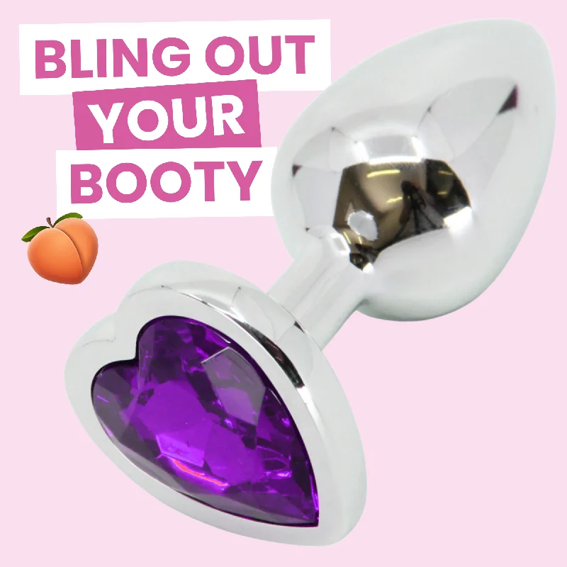 Disposable Masturbator Grip-Jeweled Metal Heart Butt Plug