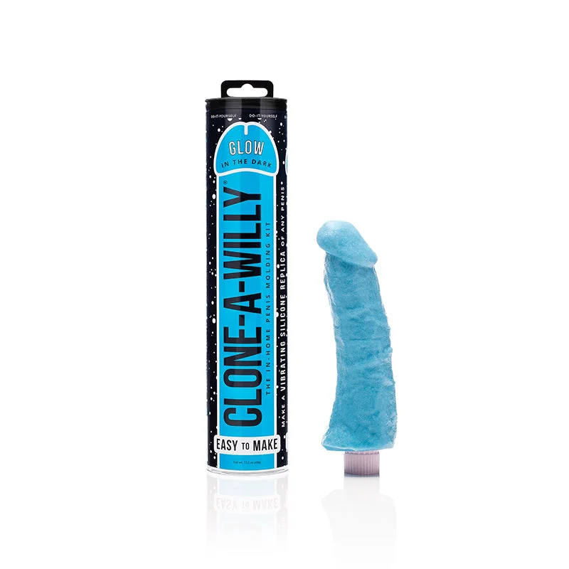 ergonomic prostate toy for men with vibration-Clone A Willy Glow In The Dark Blue