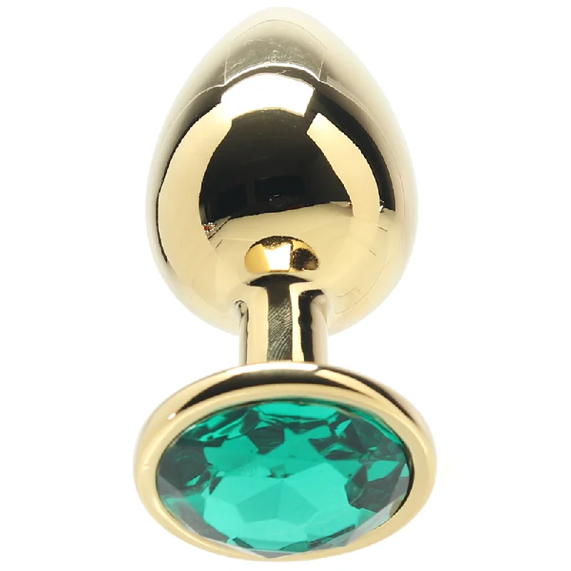 Easy-Travel Masturbator Grip-Ouch! Green Round Gem Gold Plug in Medium