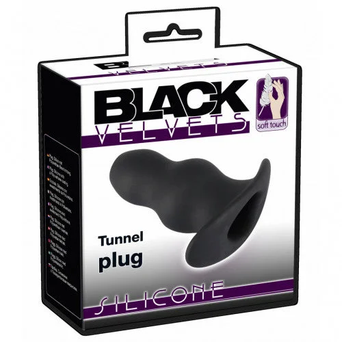 Firm-Feel Masturbator Option-Black Velvet Tunnel Plug