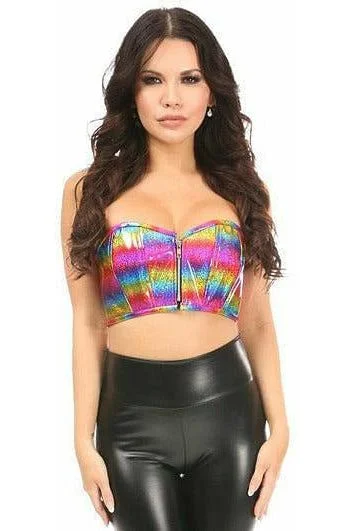 sexy lingerie for everyday wear-Lavish Rainbow Glitter Short Bustier Top