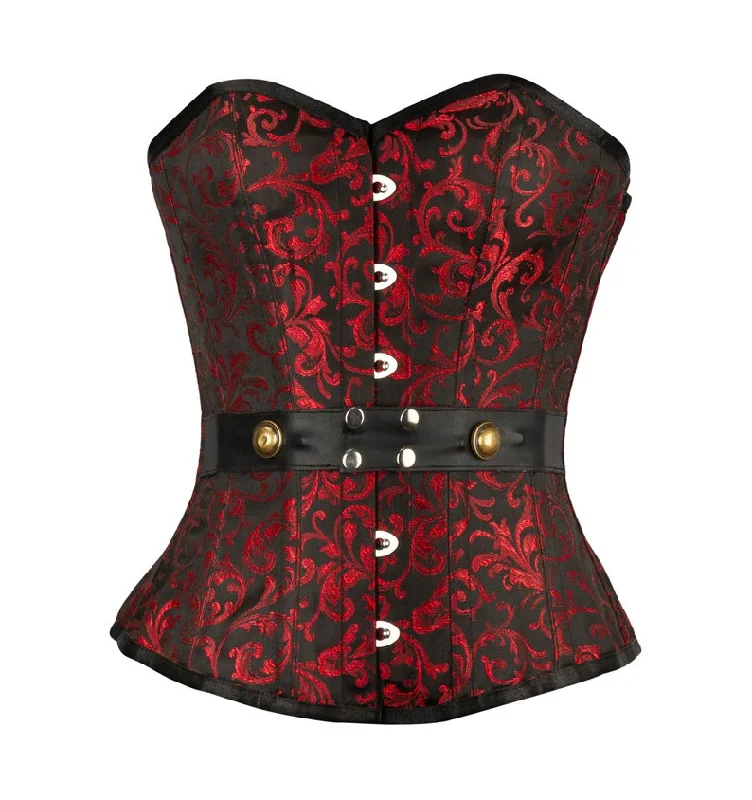 corset for club gathers-Armi Red & Black Brocade Steampunk Corset