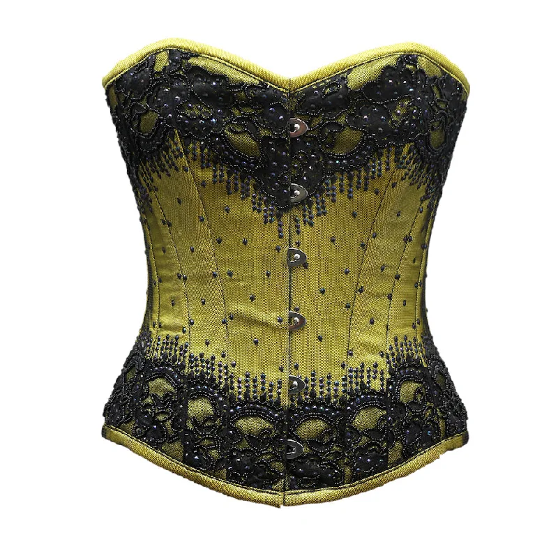 corset with scalloped cascades-Kchier Embroidery Overbust Corset