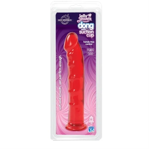 Ultra-Thin Masturbator-Jelly Jewels - Dong With Suction Cup - Red