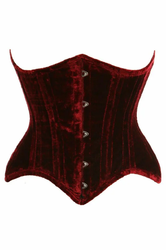 sexy lingerie with matching garter-Top Drawer Crushed Velvet Steel Waist Corset